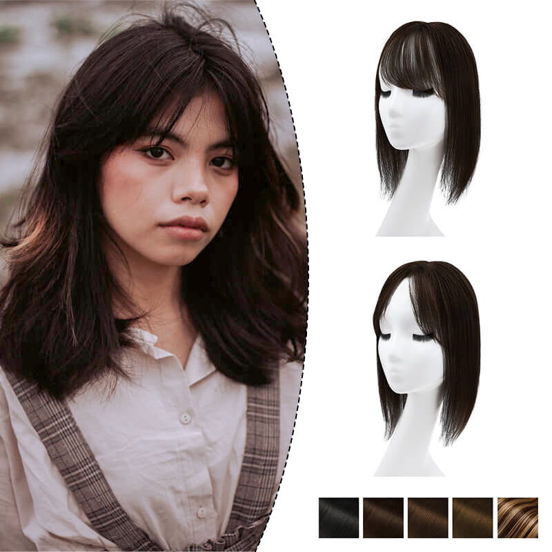 Daphne Human Hair Topper With Bangs For Thin Hair 6 9CM Lace Base