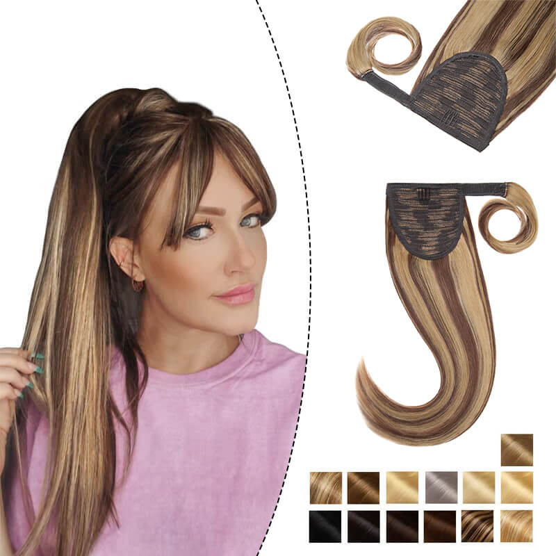 SHCKE Straight Hair Ponytail Extension 20/28 Long Wrap Around