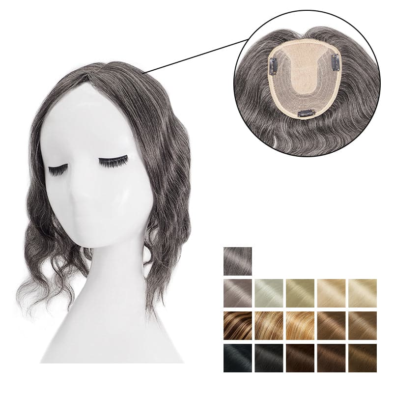 Best Wavy Human Hair Topper Silk Base Medium Brown