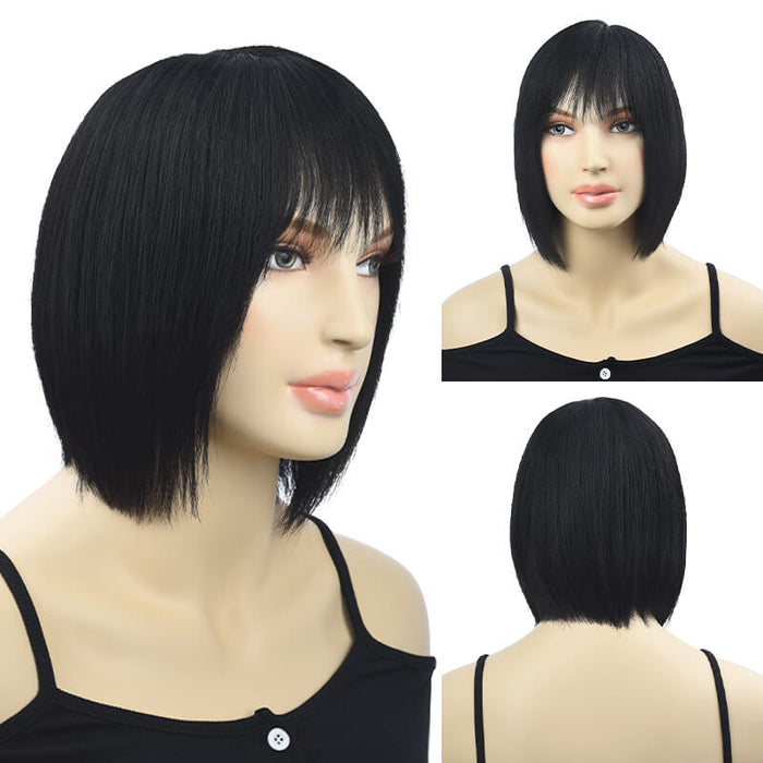 Realistic Straight Wig | Bangs Straight Wig | E-LITCHI Hair