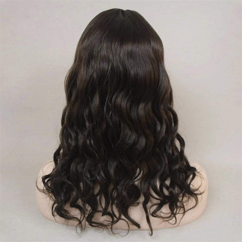 Natural Silk Top Human Hair Wig Water Wave Black & Brown