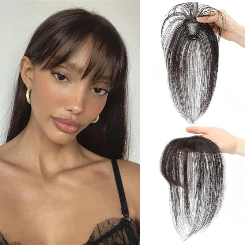 4*6 cm Human Hair Air Bangs, Invisible Clip-in 3D Fringe for Women