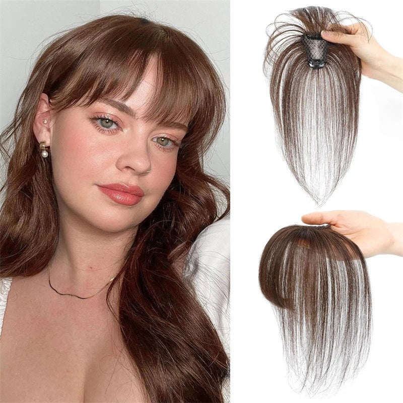 4*6 cm Human Hair Air Bangs, Invisible Clip-in 3D Fringe for Women