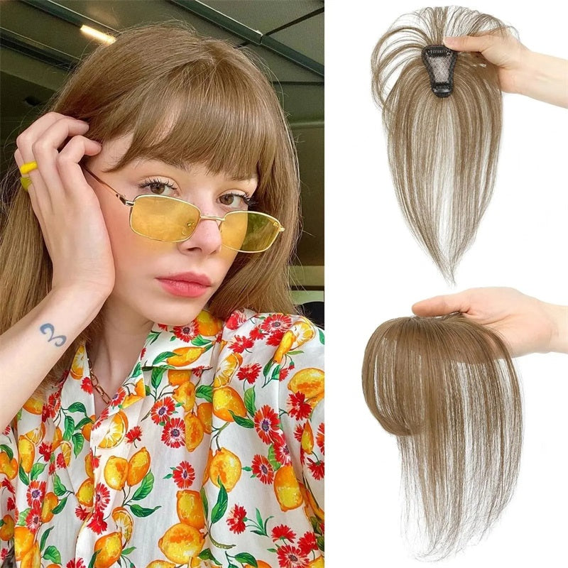 4*6 cm Human Hair Air Bangs, Invisible Clip-in 3D Fringe for Women