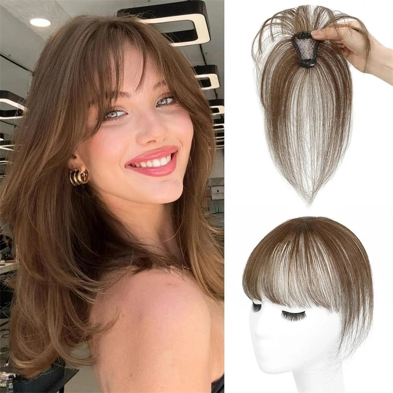 4*6 cm Human Hair Air Bangs, Invisible Clip-in 3D Fringe for Women