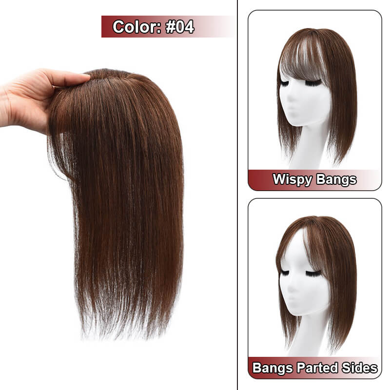 Daphne Human Hair Topper With Bangs For Thin Hair 6 9CM Lace Base