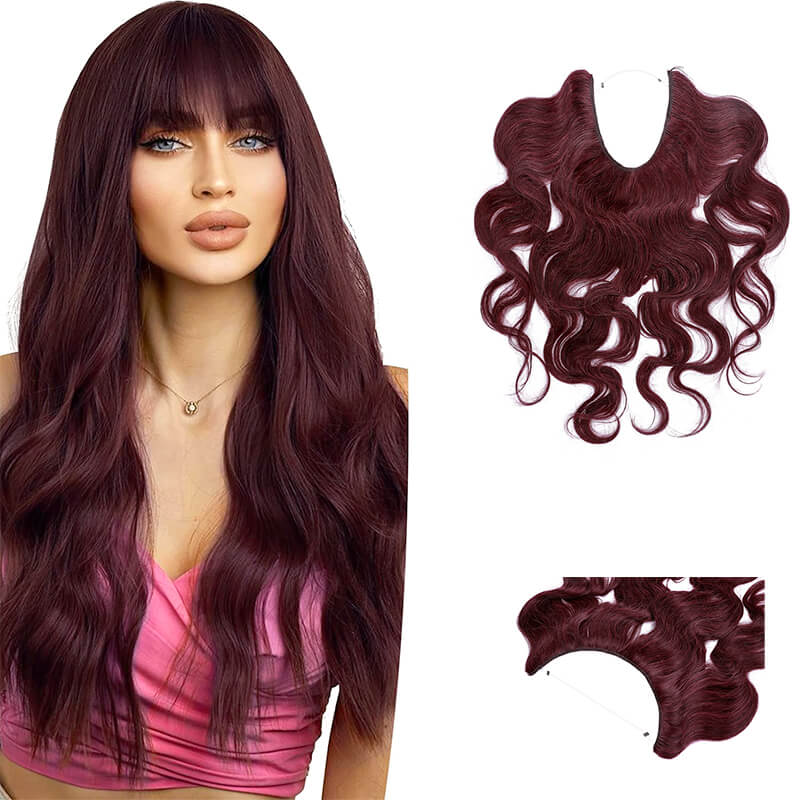 Human hair blend halo sale extensions 2 peice