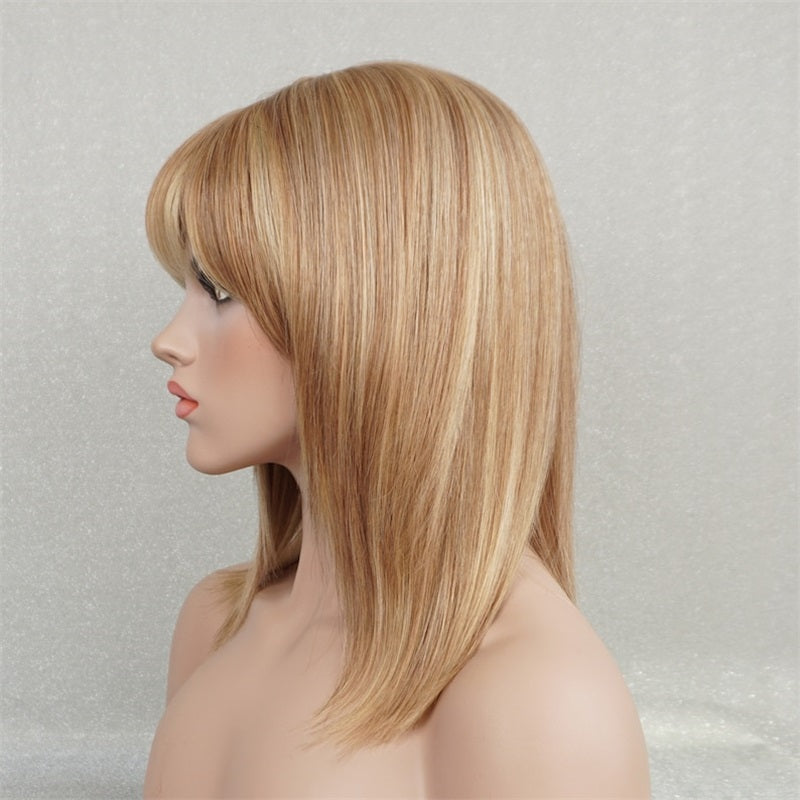 med-length glueless wig