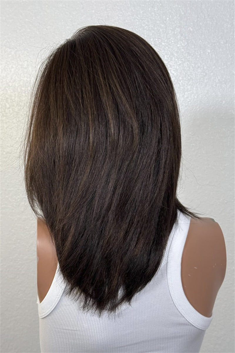 Brunette Brown Blowout Layered Hairstyle | 13x6 Multi-Styling Wig