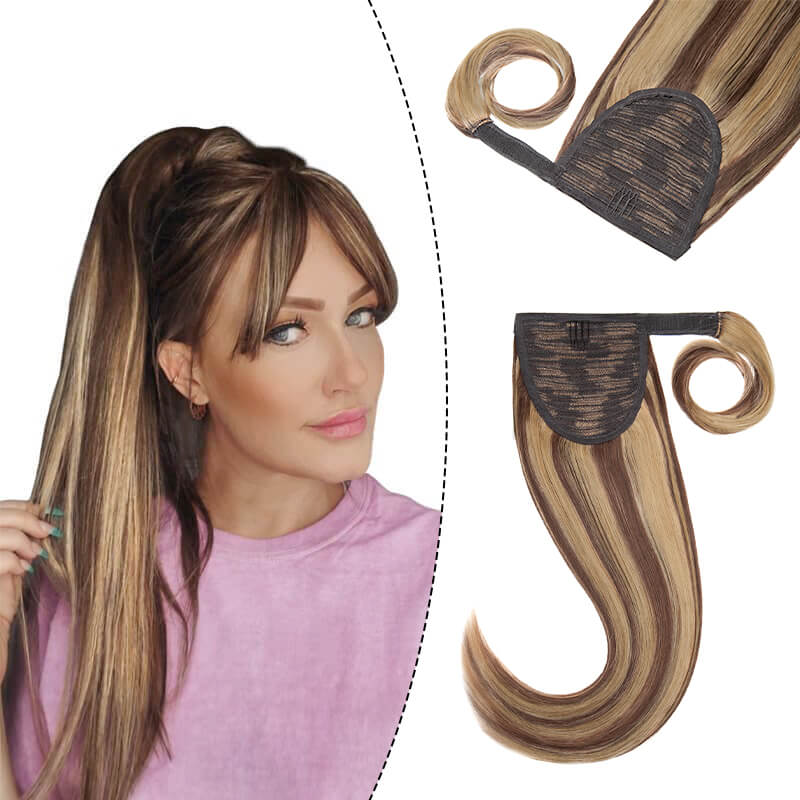 Human hair extensions top clip in curly