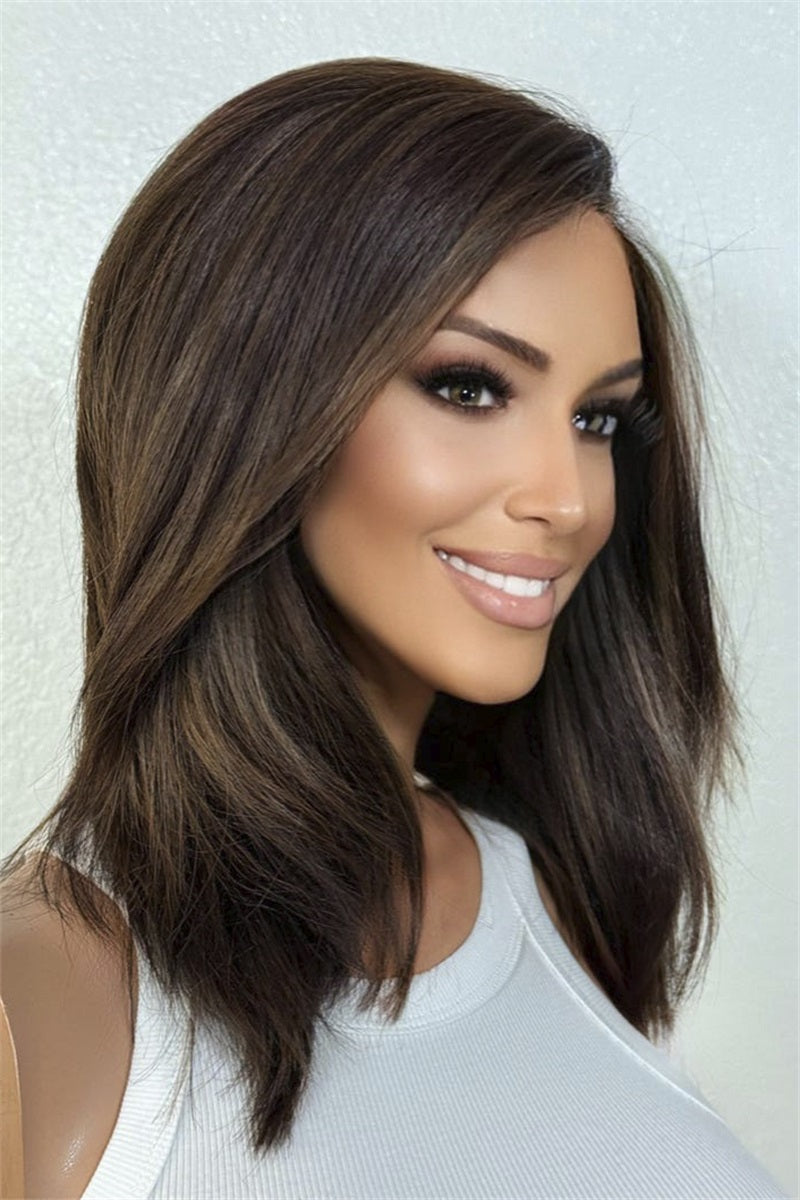 Brunette Brown Blowout Layered Hairstyle | 13x6 Multi-Styling Wig