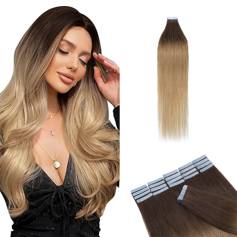 Store Straight human hair extensions tape-in long