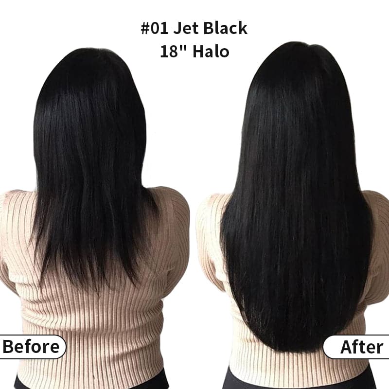 18” Human Hair Halo Extensions Black hot