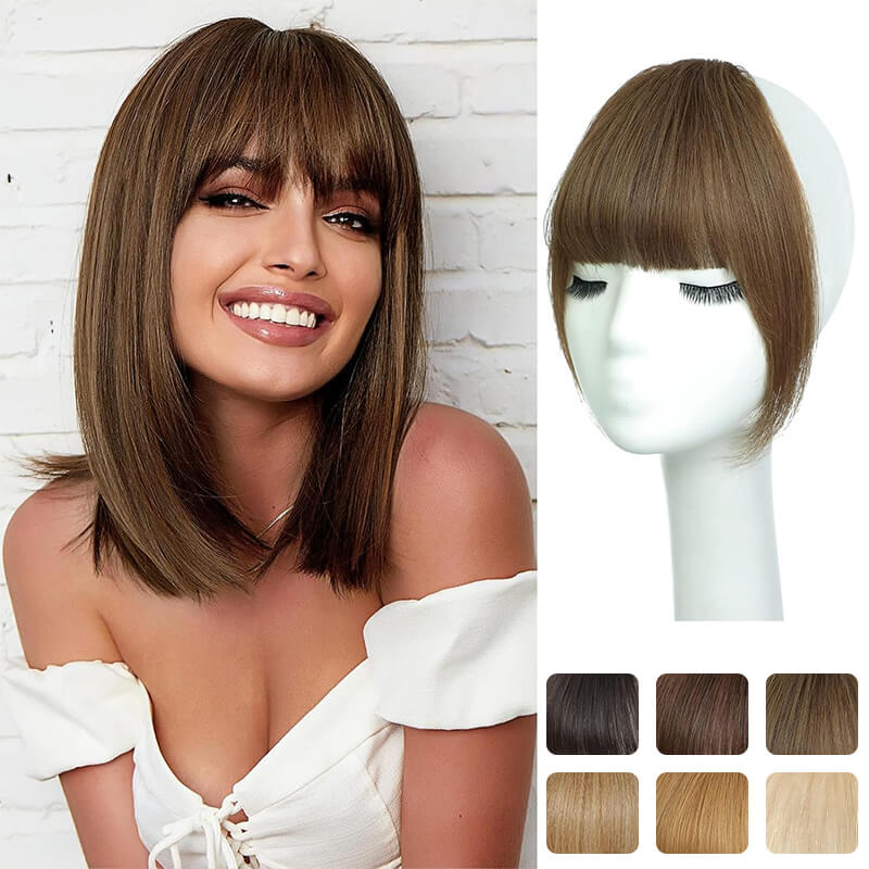 Clip in bangs light cheap brown