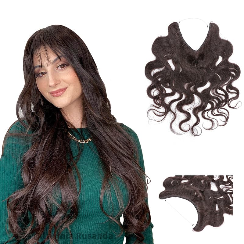 Human hair outlet extensions in black