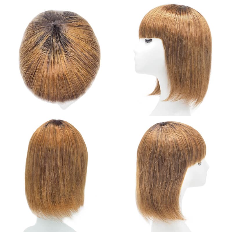 Harvest blonde human hair fringe bangs/ fringe wig/ hair store halo/ hat wig